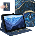 Grifobes Case 8/8 Plus [Only for 2024/2022/2020 Released 14th/12th/10th Generation] Premium PU Leather Folio Stand Smart Auto Wake/Sleep Cover with Built-in Stylus Holder/Pocket Marble Deep Blue