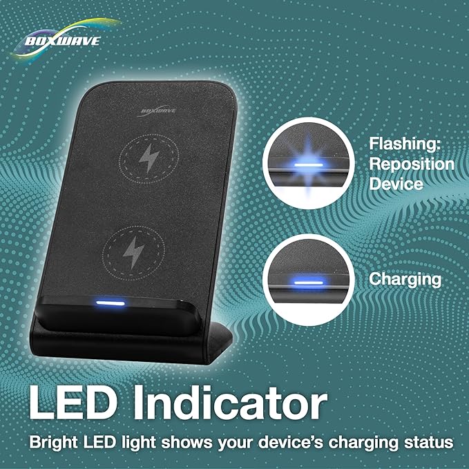 BoxWave Charger Compatible with Motorola razr (2023) - Wireless QuickCharge Stand (15W) Desktop Viewing Qi Wireless Charging - Jet Black