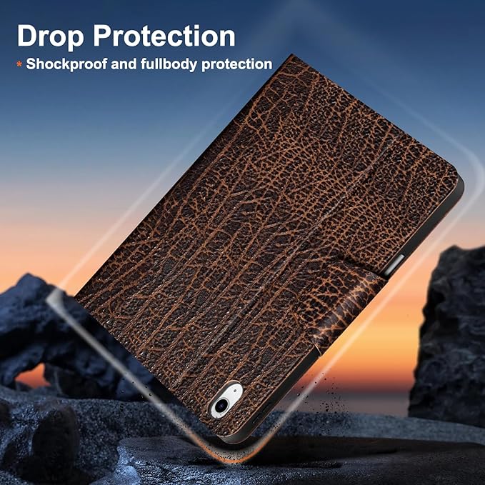 Gexmil Leather Case for iPad (A16) 11th Generation 11 Inch 2025 iPad 10th Generation 10.9 Inch 2022Protective Cover with Pencil HolderMagnetic ClosureAuto Sleep/WakeBuffalo Pattern