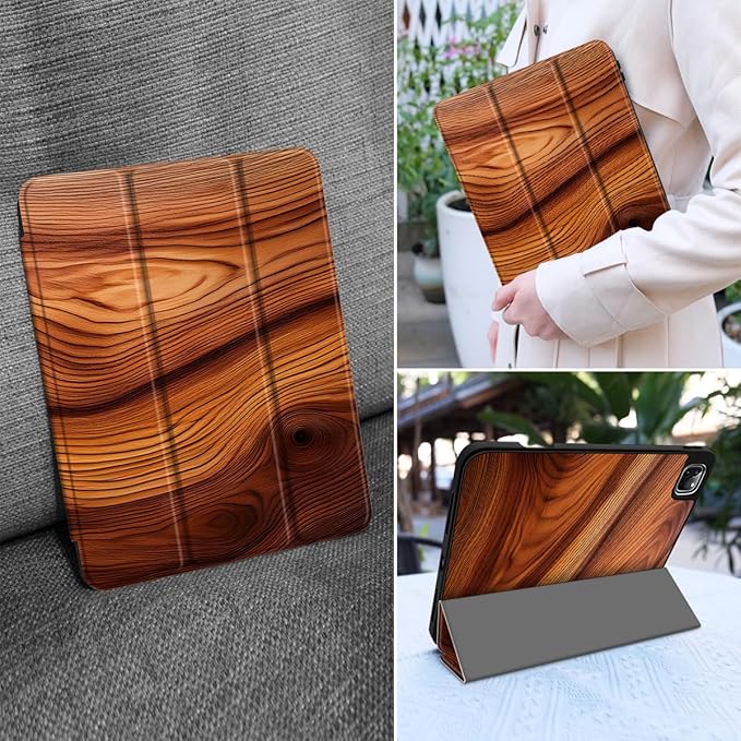 MEEgoodo for iPad Pro 12.9 Case M2 6th/5th/4th/3rd Generation 2022 2021 2020 2018 with Pencil Holder Tablet Cover with Soft TPU Back Shell Tree Rings