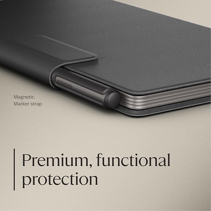 reMarkable Paper Pro Move - Black Leather Book Folio for Your 7.3'' Paper Tablet