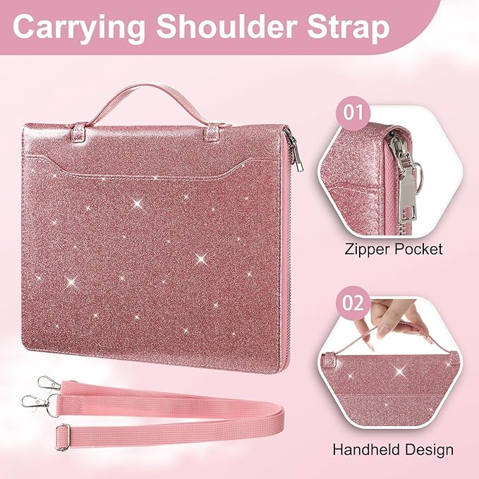 E NET-CASE Glittering PU Leather Case for Remarkable 2 Tablet 10.3 inch (2020 Released) Business Handheld Design Cover for Remarkable 2 Digital Paper with Zipper &amp Pen Holder (Starry Night Pink)