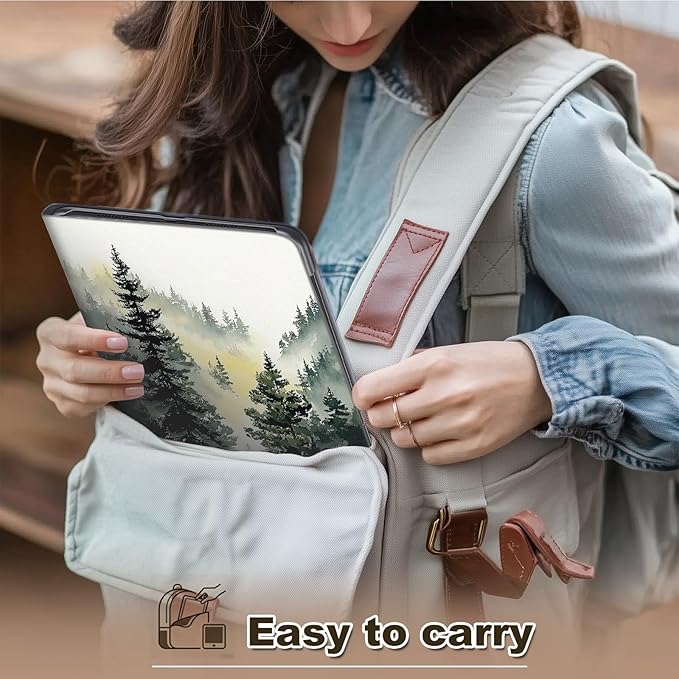 Case for Amazon Fire HD 10 and 10 Plus Tablet (13th/11th Gen 2023/2021 Release) Multi-Angle Viewing Leather Smart Stand Back Cover with Auto Sleep Wake Forest
