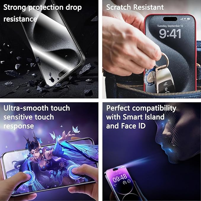 Screen Protector for iPhone 17 Pro Max 6.9-Inch 2 Pack 9H Tempered Glass HD Clear Full Cover Anti-Fingerprint Easy Installation