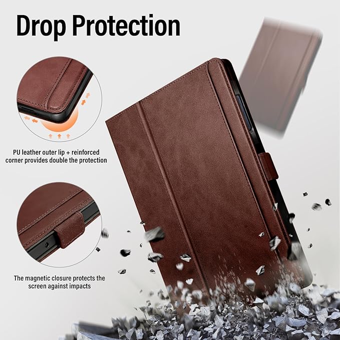 Case for Samsung Galaxy Tab A11+/A11 Plus/A9+ Plus 5G Tablet 11 Inch 2026/2023 (SM-X230/X236/X238/X210/X216/X218u) with PocketMagnetic ClosureMulti Angle CoverAuto Sleep/WakeDark Brown