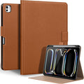 Genuine Leather Case for iPad Pro 11 inch Case (M5) 2025 / (M4) 2024 | with Pencil Holder and Adjustable Stand Magnetic Closure Auto Wake/Sleep Cover | Brown