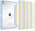 Case for iPad Pro 11 Inch (M5 2025 M4 2024) – [Built-in Pencil Holder] Shockproof &amp Stylish Clear Hard Back + Soft TPU Edge Magnetic Trifold Stand Auto Wake/Sleep Watercolor Stripes