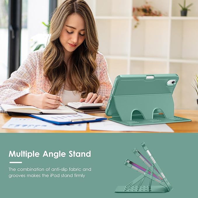 VIKESI Case for iPad iPad mini 7 (A17 Pro) and iPad mini 6Multiple Angles Magnetic Stand CoverShockproof Soft BackPencil Holderand Auto Sleep/WakeForest Green
