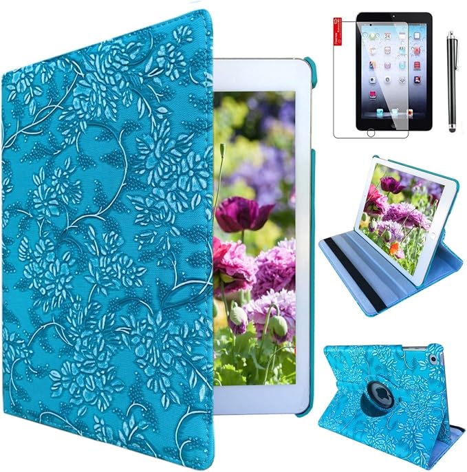 Blue-Embossed Flowers
