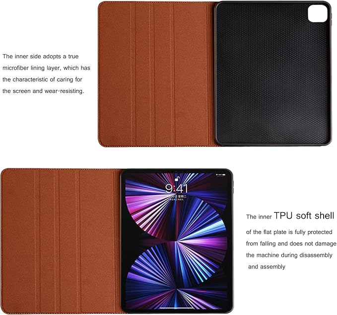 for Ipad Pro 11-inch 4th/3rd/2nd/1st Gen Case 2022/2021/2020/2018 Leather Cover Protective ShellAuto Wake/Sleep.Brown
