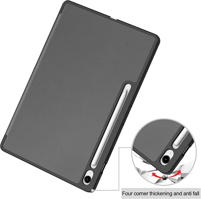 Case for Samsumg Galaxy Tab S10 FE+/S10 FE Plus 13.1 Inch 2025 (Model: SM-X620/SM-X626B) Trifold Stand Smart Cover with S Pen Holder [Auto Wake/Sleep] PU Leather Soft TPU Bumper Shell Gray