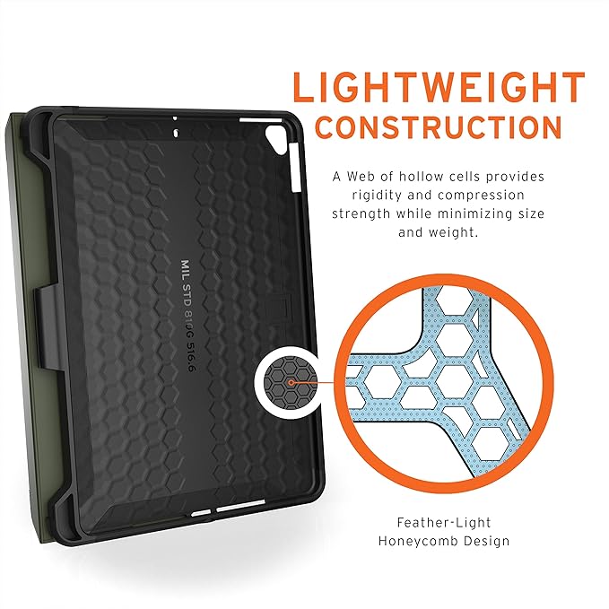 URBAN ARMOR GEAR UAG iPad 10.2 Case 9th Generation 2021 iPad 8th Generation 2020 Case Scout Rugged Heavy Duty Protective Cover Multi-Angle Viewing Folio Stand with Pencil Holder Black/Olive
