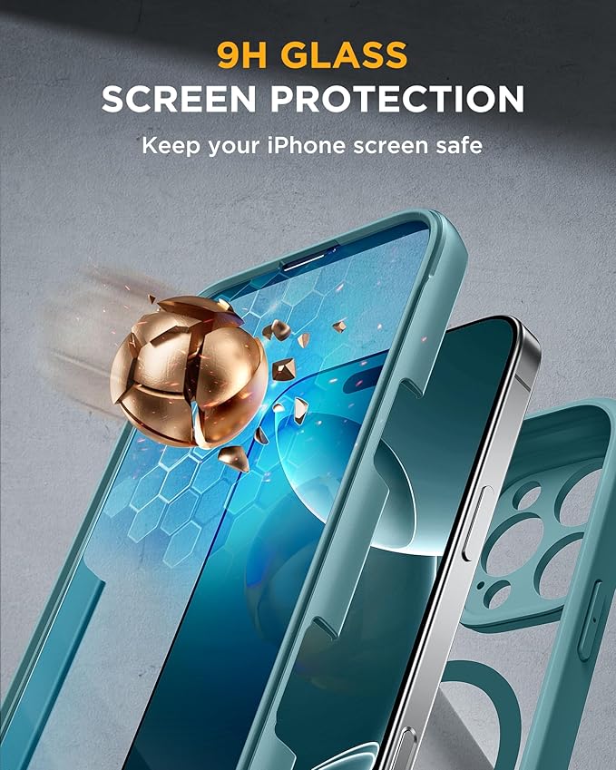 Miracase Magnetic for iPhone 16 Pro Case Full-Body Phone with Built-in Glass Screen Protector [Compatible with MagSafe] Military Drop Proof 16 Pro Cover Bumper 6.3 inch Green