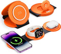 Hicober 3 in 1 Wireless Charging Station for Apple Watch and iPhone Air 17 16 15 14 13 12 Pro Max/Plus Magnetic Foldable Wireless Travel Charger Station Stand for Airpods iWatch All Series Orange