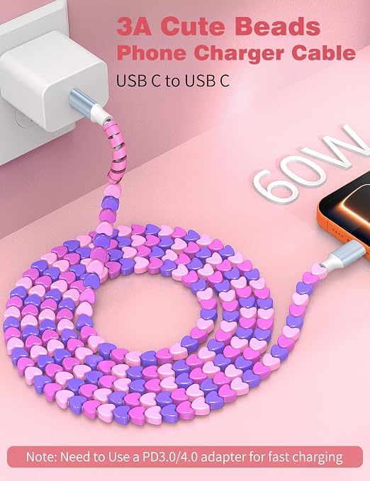 Purple-Pink Heart Beaded
