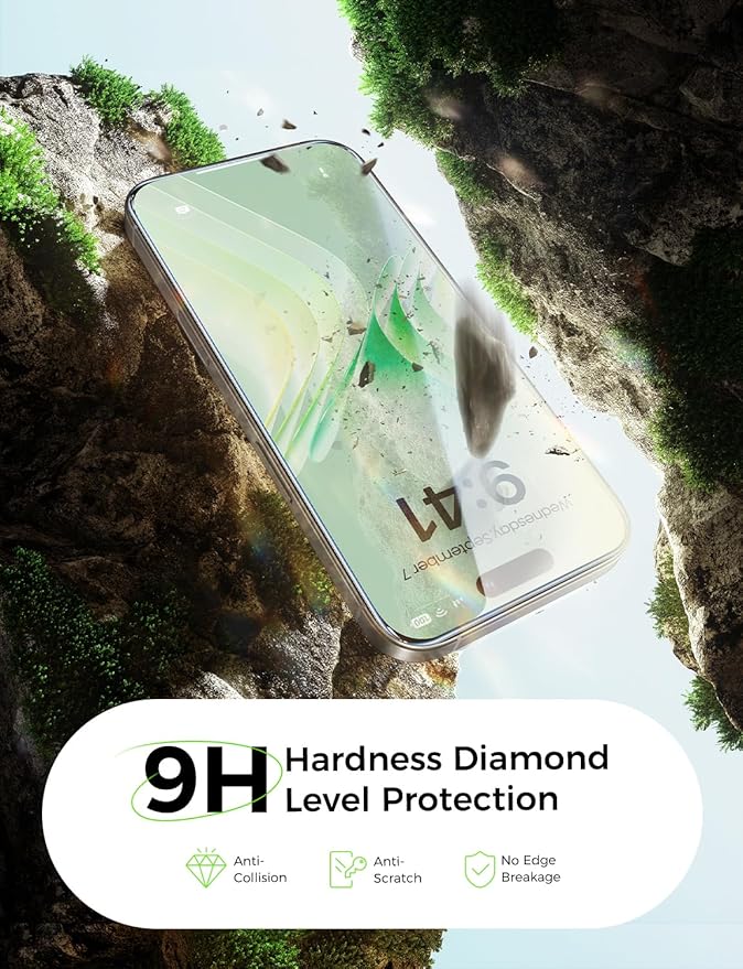 MAGIC JOHN 2 PACK for iPhone 16 Pro Max (6.9) Eye Protection Screen Protector HD Clear Auto Dust-Elimination 9H Tempered Glass &amp Scratch Resistance Full Edge Coverage