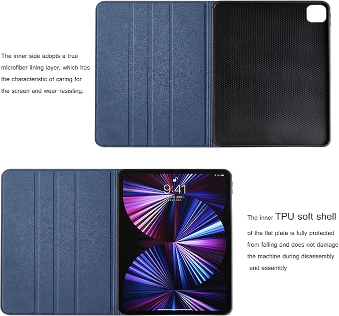 for Ipad Case 9.7-inch 5th/6th Gen 2017/2018 and Air 1st/2nd Generation 2013/2014 Genuine Leather Cover Protective ShellAuto Wake/Sleep.Blue