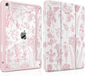 DONGKE Case for iPad Air 11-inch M4 2026 &amp M3 2025 &amp M2 2024 iPad Air 5th/4th Generation 10.9 2022/2020 [Built-in Pencil Holder] Clear Acrylic Back Trifold Stand Smart Cover Pink Florals