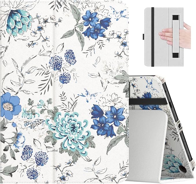 white blue floral