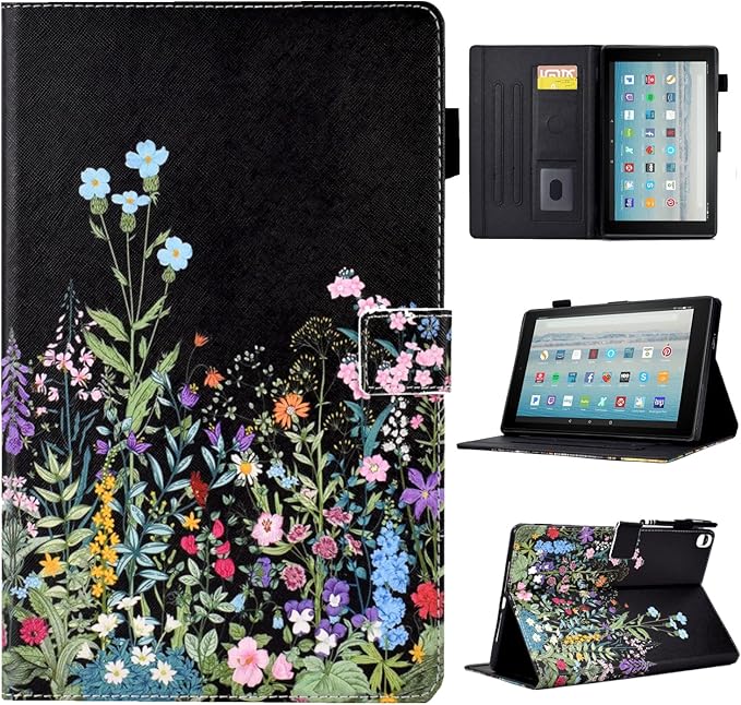 Case for Fire HD 8 Tablet (8th/7th/6th Generation 2018/2017/2016 Release) Premium PU Leather Folio Stand Cover Protective Case with Auto Sleep Wake Flowers