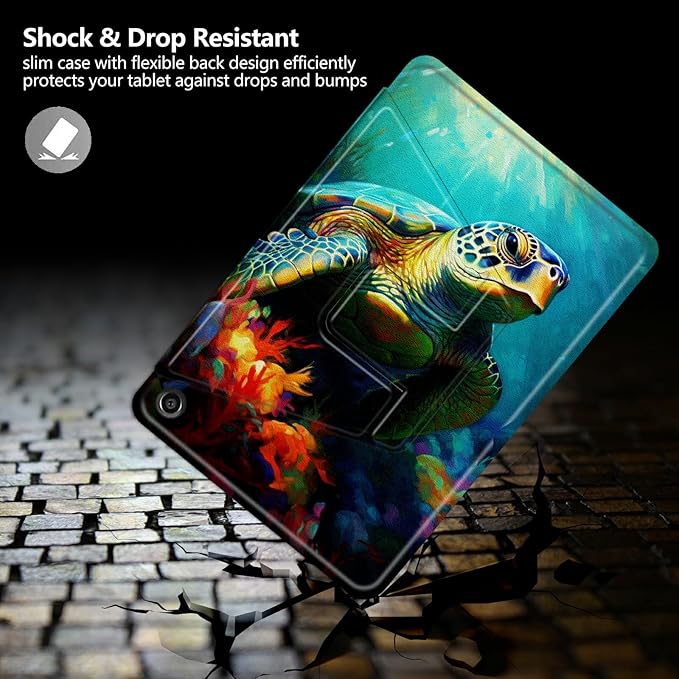 Case for All-New Kindle Fire HD 10 &amp 10 Plus Tablet (11th Generation2021 Release) 10.1360 Degree Rotating Swivel Stand Protective Cover for Fire HD 10 TabletColorful Turtle