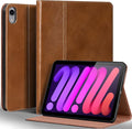 Gexmil Leather Case for iPad mini 7 (A17 Pro) 2024 / iPad mini 6 Generation 2021 8.3 InchPremium Cowhide Cover with Adjustable Stand Auto Wake/SleepYellow Brown