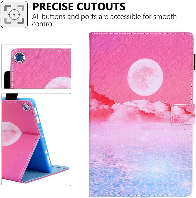 Folio Case for Amazon Fire HD 10 Tablet (5th/7th/9th Generation) Slim Fit Stand Magnetic Soft TPU Back Smart Cover for All-New Fire HD 10 2015/2017/2019 Sleep Mode Pink Heaven