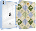 TWOLSKOO Case for iPad Pro 11-inch (M5 2025 / M4 2024) Clear Acrylic Back with TPU Bumper Pencil Holder Trifold Stand Auto Sleep/Wake Patchwork Bows