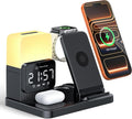 6-in-1 Wireless Charging Station Charger Stand for Apple Multiple Devices for iPhone 17 16 15 14 13 12 Pro Max Watch Airpods Wireless Charger iPhone Charging Station with Night Light/Alarm Clock