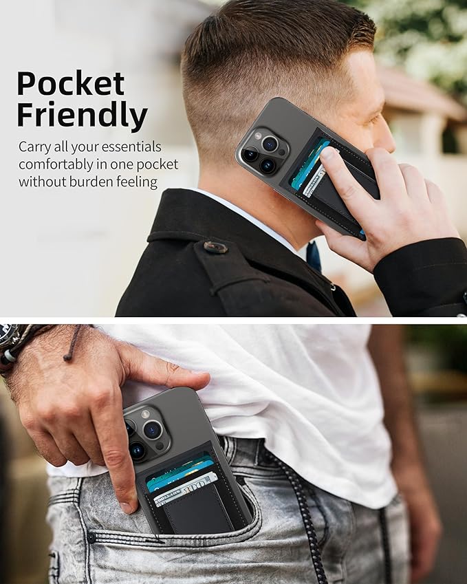 For Magsafe Wallet Stand Strongest Magnetic Wallet for iPhone 17/16/15/14/13 Series for iPhone Walle t with Adjustable Stand ID Window 4 Card Slot Hold 10 Card VeganLeather RFID Blocking Black