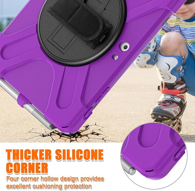 ZenRich Rugged Case for Surface Go 4 (2023)/Surface Go 3 (2021)/ Surface Go 2 (2020) Surface Go (2018) with Pen Holder Heavy Duty Shockproof Case with Stand Hand Strap and Shoulder Belt-Purple
