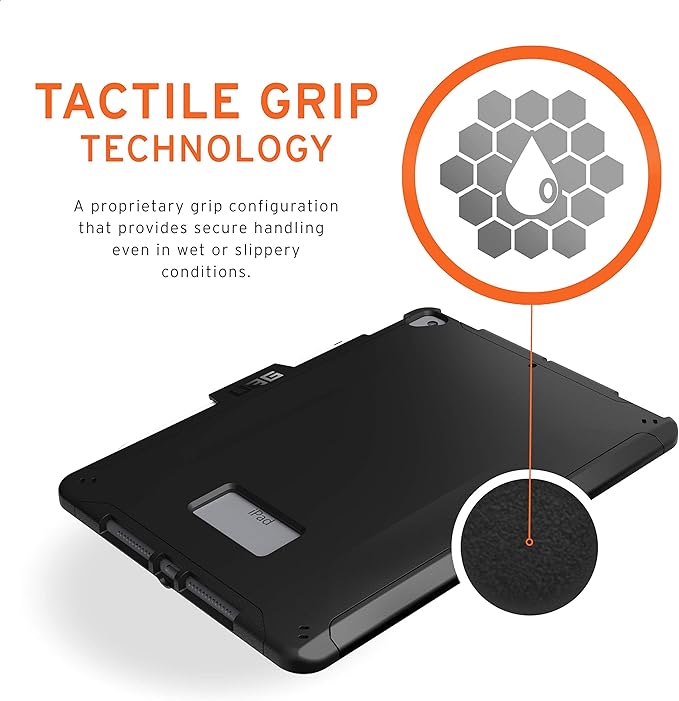URBAN ARMOR GEAR UAG Designed for iPad 10.2 Case Black 9th Generation 2021 &amp 8th Gen 2020 w/Hand Strap Thin Slim Military Drop Tested Durable Protective Cover w/Stylus &amp Pencil Holder Scout S
