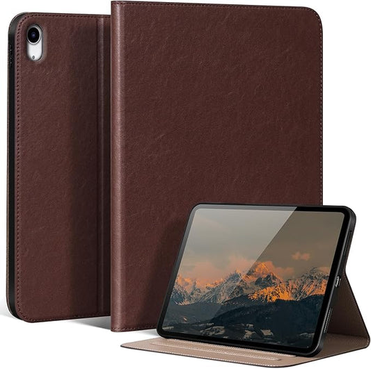 Case for iPad 11th Gen 11 inch 2025 &amp iPad 10th Gen 10.9 inch 2022 Premium Leather Smart Cover with Auto Wake/Sleep Multi-Angle Protective Stand Folio - Red Brown