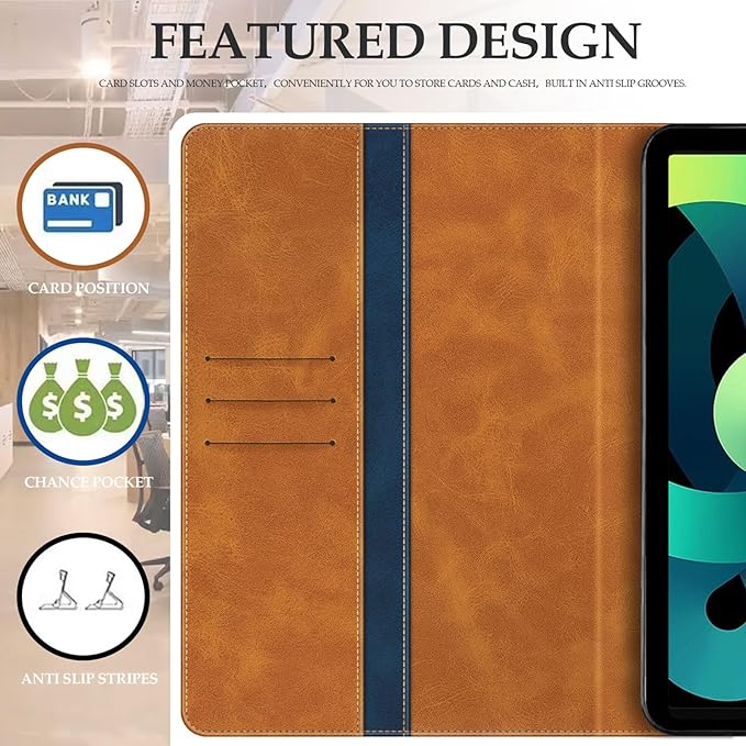 Leather Case Compatible with Samsung Galaxy Tab Active 5 5G 8.0 2024 Tactical Edition Protective Cover with Inner TPU Silicone Shell Built-in Stand and Rugged Drop-Proof(Blue)
