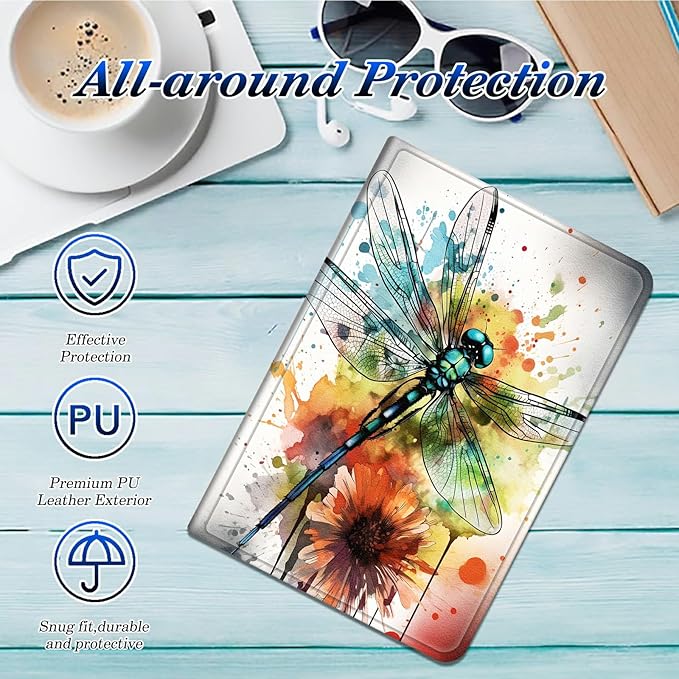 for All-New Amazon Kindle Fire HD 10 Tablet Case (13th Generation 2023 Release) Slim Adjustable Stand Back Shell Protection Smart Cover for Fire HD 10 2023 10.1 Inch Dragonflys