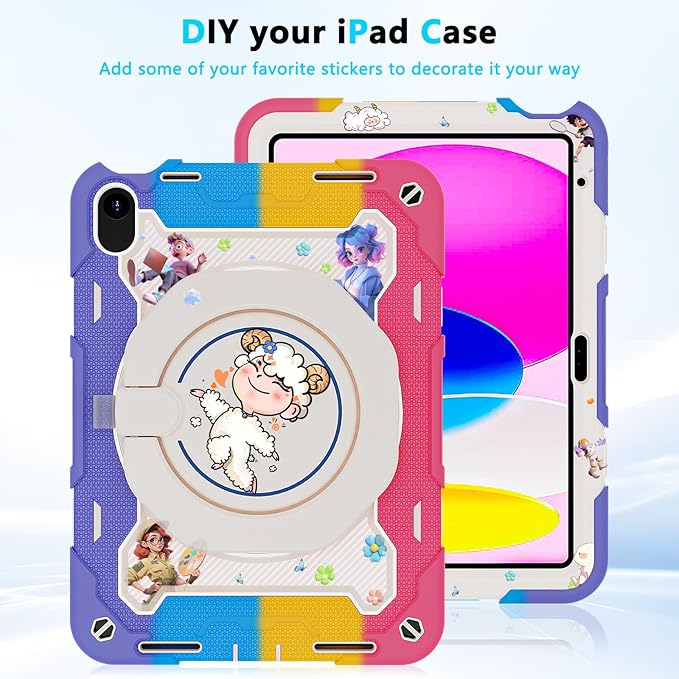 ROISKIN Case for iPad 11 inch (A16) 11th Generation 2025 iPad 10th Generation Case 10.9 for Kids with Screen Protector360 Kickstand &amp HandleShoulder StrapHeavy Duty Military Grade Drop Protec