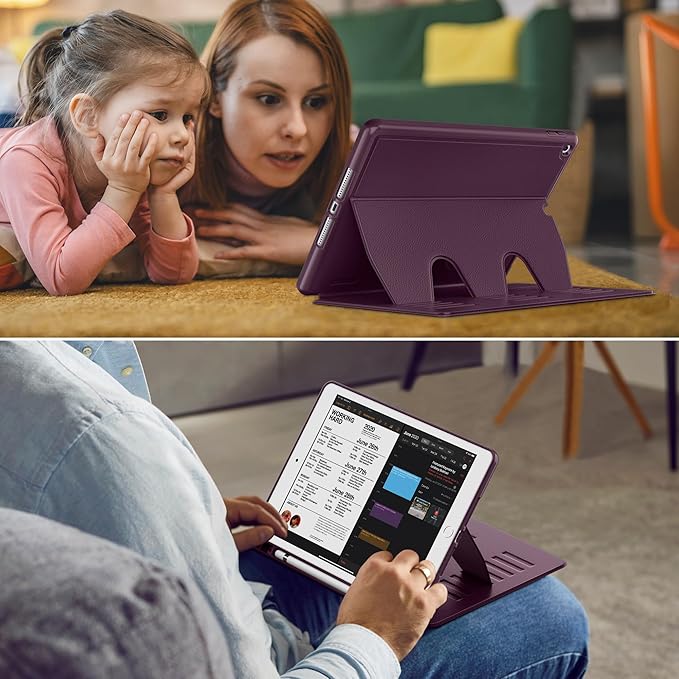 VIKESI Case for iPad 9th / 8th / 7th Generation 10.2 inch (2021/2020/2019 Released)Multiple Angles Magnetic Stand CoverShockproof BackPencil Holderand Auto Sleep/WakeDark Purple