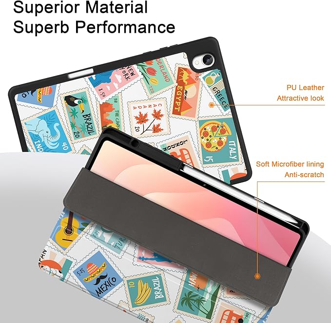 DONGKE Case for Samsung Galaxy Tab S11 5G 11 2025 Model (SM-X730/X736B) Slim Lightweight Trifold Stand Cover with S Pen Holder Auto Sleep/Wake Soft TPU Shockproof Back Post Stamps