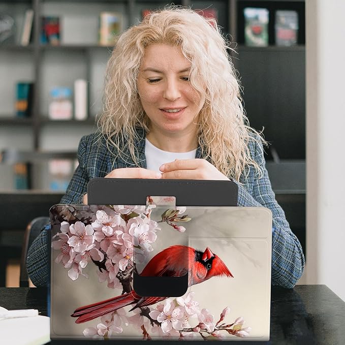 for Universal 10 10.1 Inch Android Tablet Case 360 Degree Rotating PU Leather Stand Folio Cover for iPad 9.7/10.2/10.5/Galaxy Tab 9-10.5/Fire HD10 and More 9.0-10.5 Inch TabletPink Flower Bird