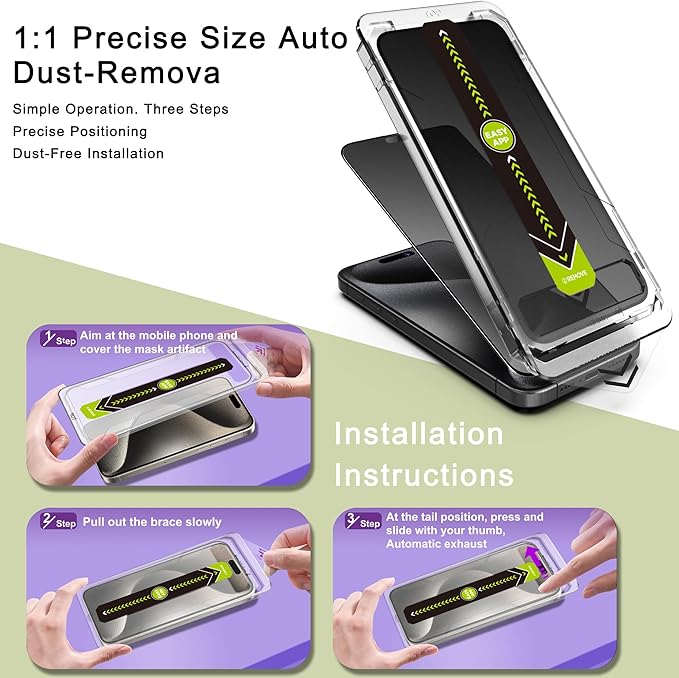 (2-Pack Matte Privacy Anti-Spy Screen Protector for iPhone 15 Pro Max (6.7-Inch)9H Tempered GlassAnti-GlareFull CoverageAnti-FingerprintAuto Dust RemovalBubble-Free