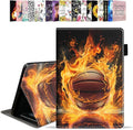 Case for All-New Amazon Kindle Fire HD 10 &amp 10 Plus Tablet 10.1 (13th/11th Generation 2023/2021 Release) - PU Leather Folio Case with Smart Auto Wake/Sleep Burning Basketball