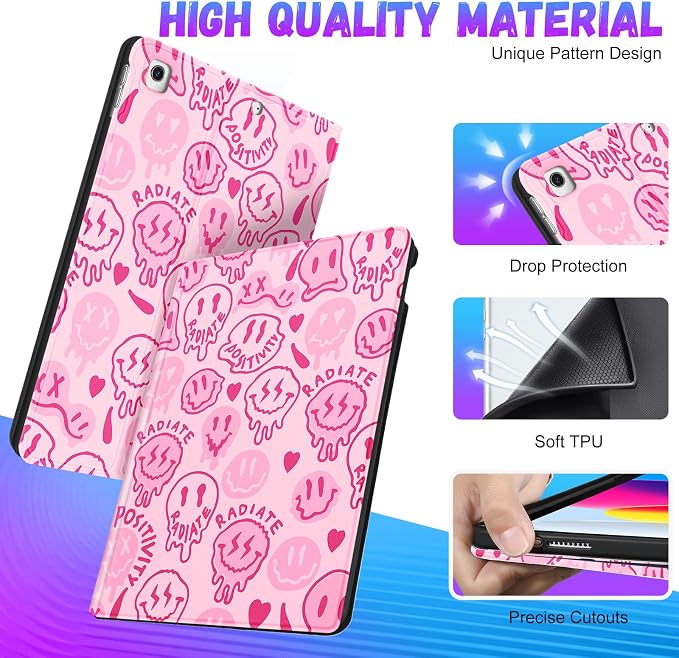 4-for iPad ipad 9/8/7th-Pink Radiate