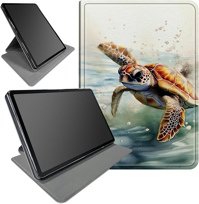 Case for Kindle Fire HD 8 &amp HD 8 Plus Tablet 8 (12th/10th Generation 2022/2020 Release)360 Degree Rotating Swivel Stand Protective Cover for Fire HD 8 TabletWatercolor Sea Turtle