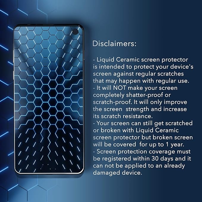 LIQUID CERAMIC Glass Screen Protector With $200 Coverage | Wipe On Shatter and Scratch Resistant Nano Protection for All Phones Tablets and Smart Watches - Universal
