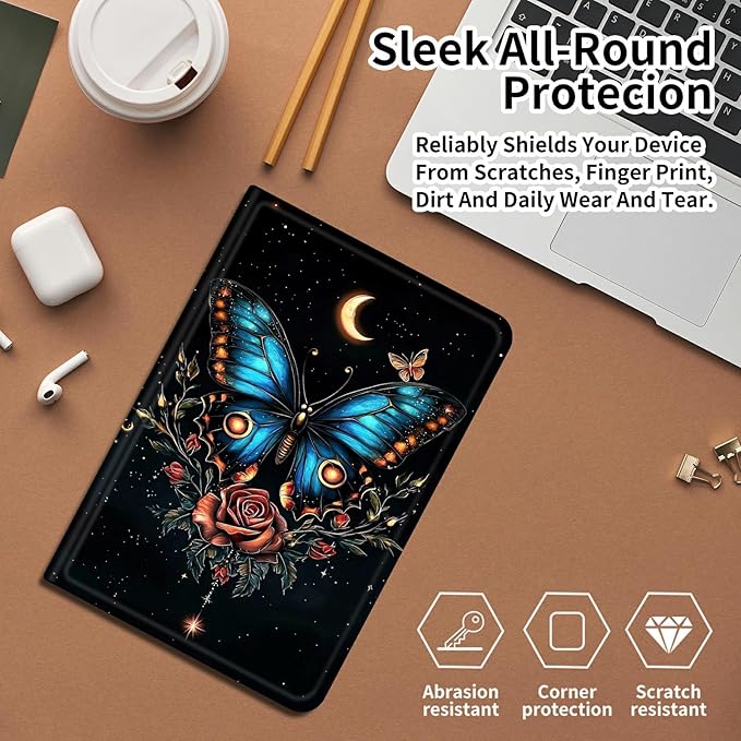 DIGTIALLL Case for Amazon Kindle Fire Max 11 Case (13th Generation 2023 Release) 11 PU Leather Smart Protective Cover with Auto Sleep/WakeBlue Butterfly