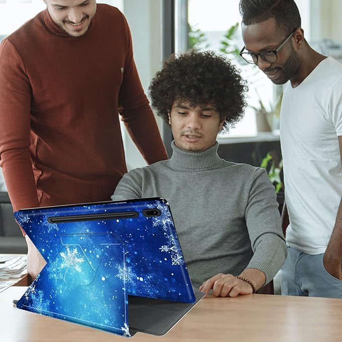 Case for Samsung Galaxy Tab S6 10.5 2019 (Model SM-T860/T865/T867) Blue Snow Snowflakes Theme 360 Degree Rotating Stand Smart Protective Cover for Samsung S6 T860 Tablet