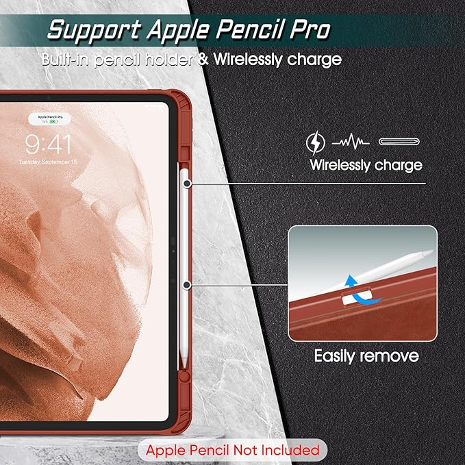 Fintie Magnetic Stand Case for iPad Pro 13-inch (M5) 2025 / (M4) 2024 - Multiple Angles Shockproof Rugged Soft TPU Cover with Pencil Holder Auto Sleep/Wake Brown