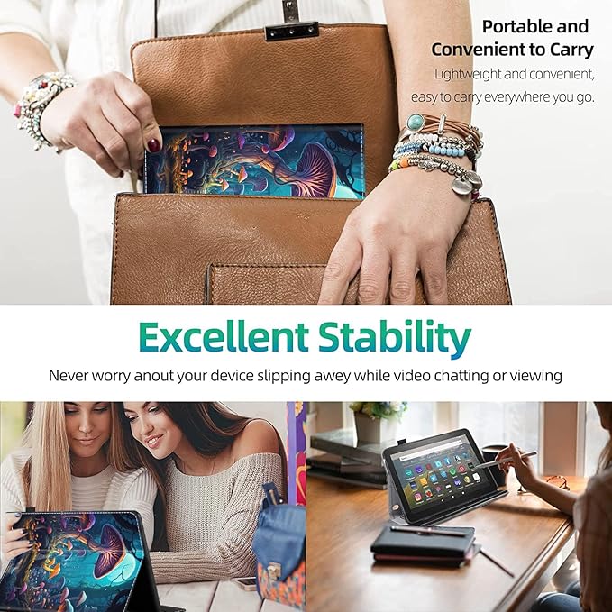 Case for All-New Amazon Kindle Fire HD 10 and Fire HD 10 Plus Tablet (13th/11th Generation 2023/2021 Release) 10.1 Slim Folding Stand Cover with Auto Wake/Sleep Colorful Mushrooms