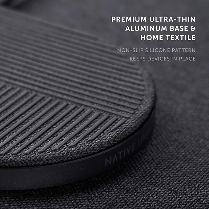 NATIVE UNION Drop XL Wireless Charger – 10W Multi-Device Fast Charging Pad Compatible with iPhone &amp Qi Compatible Devices(Adapter for US China and Australia Included)