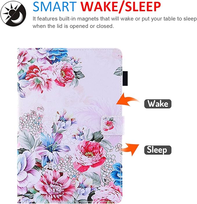Dteck Case for All-New Fire HD 10 &amp HD 10 Plus Tablet (2021 Release 11th Generation) - Slim Multi-Angle Folio Stand Premium PU Leather Protective Smart Cover with Auto Wake Sleep Vibrant Rose